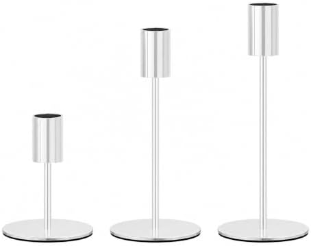 zeochyni Silver Candlestick Holders Set of 3 for Home Decor by zeochyni