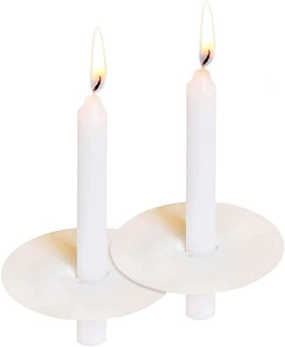 100-Pack White Unscented Taper Candles with Drip Protectors, 4.7" x 0.47" - Smokeless Pure Wax Prayer Candles for Church, Vigil, Memorial, Shabbat & Religious Services by HELLY