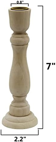 Creative Hobbies Unfinished Wooden Candlesticks with Metal Candle Holder Cup Center - Wholesale Pack of 6 (7 Inch) - Image 2
