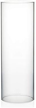 WGVI Hurricane Candle Holder Sleeve, Wide 4", Height 12", Clear Glass Cylinder Candleholder, Chimney Tube, Open Ended Candle Shade, 6 Pieces Bulk by WGVInternational-OpusGlassware