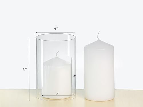 CYS EXCEL 6 PCS (H:6" D:4") Open Ended Clear Glass Hurricane Candleholder Tube Lamp Shade Open Flame Candlestick Holder Chimney Tube Cover Bottomless Cylinder - Image 4