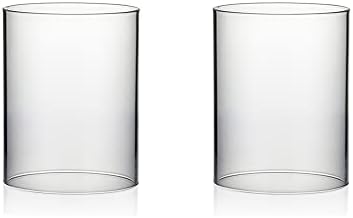 WGVI Hurricane Candle Holder Sleeve, Wide 4.7", Height 6", 2 Pieces, Clear Glass Cylinder Open Both Ends, Chimney Shade Tube (HST4706_2pc) by WGVInternational-OpusGlassware