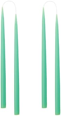 Kunstindustrien® Taper Candles – Set of 4, 13.8" – Made in Denmark, Long Burning Candles 15h, Unscented & Smokeless Candlesticks – Elegant Tall Candles for Weddings, Dinners & Home Decor (Mint Green) by KUNSTINDUSTRIEN