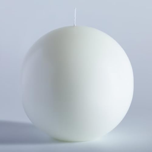 MOZEAL Hand-Poured, 6 Inch White Large Round Ball Candles - Elegant White Round Pillar Candles, Dripless, Unscented, Smokeless, Ideal for All Occasions. by MOZEAL