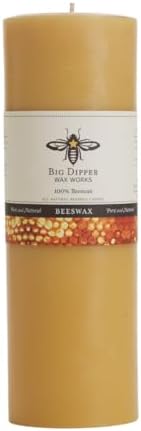 Big Dipper Wax Works 100% Beeswax Pillar Candle, 3 x 9 in, Natural by BigDipperWaxWorks