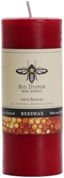 Big Dipper Wax Works 100% Beeswax Pillar Candle, 2 x 4.75 in, Red by BigDipperWaxWorks