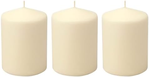 Stonebriar Unscented Pillar Candles – 35 Hour Burn Time, Long-Lasting Wax Candles for Weddings, Holidays, Home Décor & Special Events, Pack of 3, Ivory, 3" x 4" by StonebriarCollection