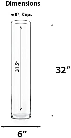 CYS EXCEL Cylinder Clear (H:32" D:6") | Multiple Size Choices Glass Flower Centerpieces | Hurricane Floating Candle Holder Vase, H-32 (GCY122/32) - Image 4