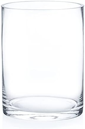 Enova Floral Clear Glass Cylinder Vase 6 x 8 Inches, Clear Flower Vases, Pillar Candle Hurricane Floating Candle Holder Vase, Glass Flower Vase for Wedding Centerpieces, Home Office décor (1 Piece) by EnovaFloralInc
