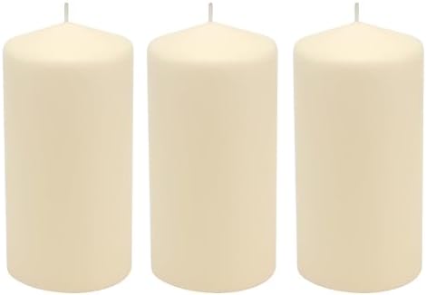 Stonebriar Unscented Pillar Candles – 65 Hour Burn Time, Long-Lasting Wax Candles for Weddings, Holidays, Home Décor & Special Events, Pack of 3, Ivory, 3" x 6" by StonebriarCollection