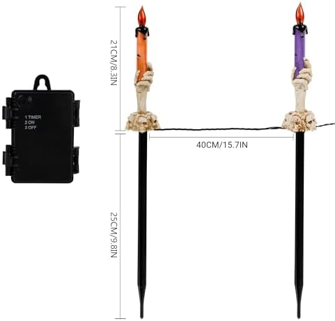 Halloween Decorations, 5 Pack Tabletop Candle Lights with Skeleton Ghost Hand, Waterproof Lighted Yard Stakes, Battery Operated for Light Up Halloween Indoor/Outdoor Garden Decor - Image 3