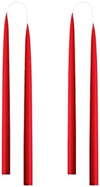 Kunstindustrien® Taper Candles, Set of 4, 13.8" – Made in Denmark, Long Burning Candles 15h, Unscented & Smokeless Candlesticks – Elegant Tall Candles for Weddings Dinners & Home Decor (Christmas Red) by KUNSTINDUSTRIEN