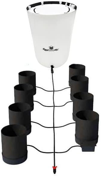 AutoPot 8 Pot GeoPot System with 3 Gallon Fabric Pots - Self-Watering, Gravity-Fed System (8Pot with 25 gal PRO Flexi Tank) Indoor, Black