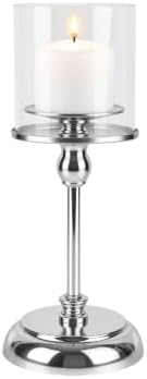 Medium Silver Hurricane Candle Holders, 11.81" Candlestick by Home
