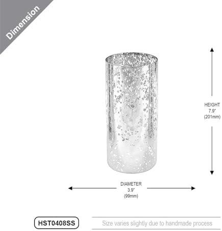 WGVI Hurricane Candle Holder Sleeve, W: 4", Ht: 8", Silver Speckled Glass Cylinder Open Both Ends, Chimney Tube Shade, 6 Pieces - Image 2