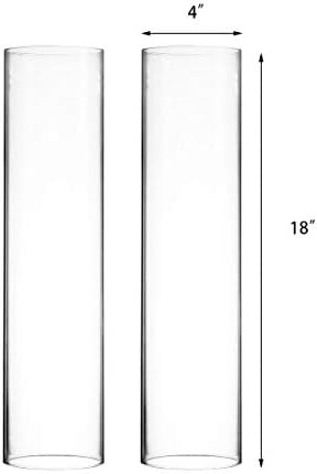CYS EXCEL 2 PCS (H:18" D:4") Open Ended Glass Hurricane Candleholder Tube Shade | Open Flame Candle Chimney Tube Cover | Bottomless Cylinder - Image 2