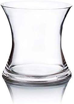 WGV Unique Bouquet Vase, 7" W, 7" H, Clear Short Hurricane Concaved Neiman Glass Floral Container, Home Wedding Event Decor, 1 Piece (VHV0707) by WGVInternational-OpusGlassware