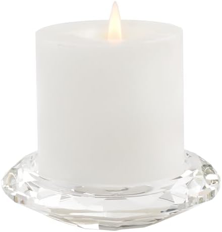 Crystal Candle Holders, Pillar Candlestick Decorations for Home Party Dinner Christmas Wedding, Suitable for Large Cylindrical Candles Hand-Cut 4.3'' X 1'' Clear by Marvala