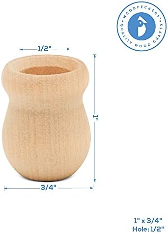 Bean Pot Candle Cups, 1 Inch, 7/16 Inch Hole, Pack of 50 Unfinished Wood Candle Holders, Wood Turnings for Crafts, by Woodpeckers - Image 2