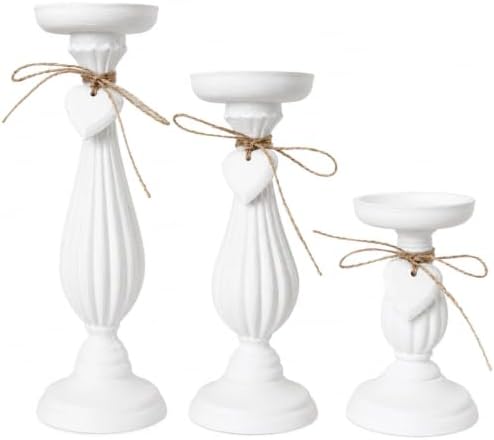 Shabby Chic & Vintage Farmhouse Wood Candle Holders - 3Pcs by Gueiddi