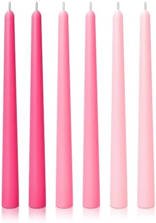 10" Classic Taper Candles, Three Pink Shades, 7-8 Hours Long Burning, Unscented Tall Candlesticks by Unknown