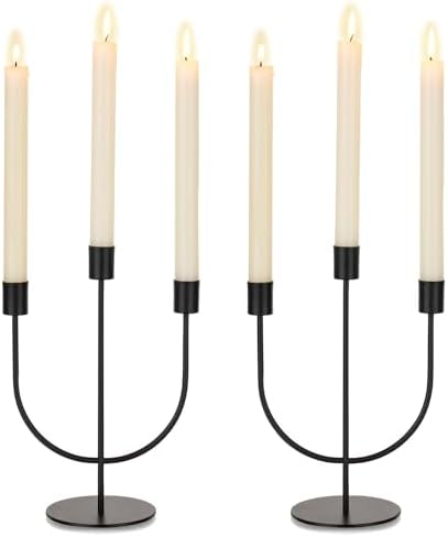 Sziqiqi Black Candelabra Candle Holders Set of 2, 3 Arm Candelabra by SZIQIQI
