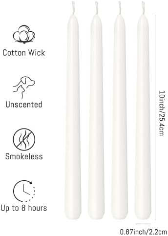 Viyffo Taper Candles, 10 Inch, 20 Pack, White – Unscented Smokeless Design - Image 3