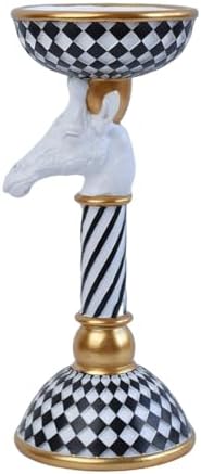 Checkered Animal Candle Holders, Resin Black White Checkered Tiger Head Candlestick Holders, Cute Black-and-White Pillar Candle Stand Home Decorations (Giraffe) by ASLASL