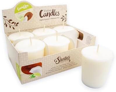 Coconut Lime Verbena Soy Votive Candles - Scented with Natural Fragrance Oils - 6 White Natural Votive Candle Refills - Fruit & Berry Collection by ShortiesCandleCompany