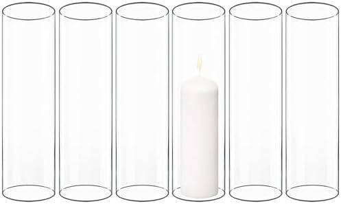 CYS EXCEL 6 PCS (H:10" D:3") Open Ended Glass Hurricane Candleholder Tube Shade Bottomless Candle Chimney Cover by CYSEXCEL%C2%AE