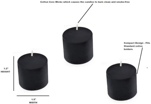 D'light Online Unscented Black Votive Candles - for Halloween, Birthdays, Baby Shower, Home Decoration and Weddings (Black, 10 Hour - Set of 12) - Image 3