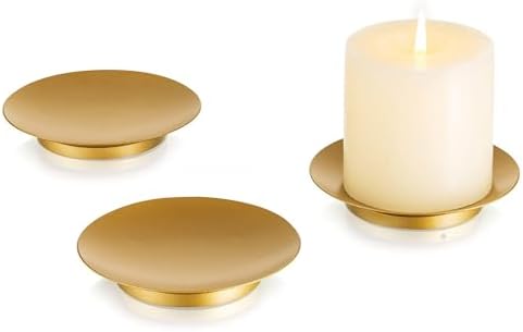 Iron Pillar Candle Holder: 4.25" Gold Candle Tray and Plate by CreatedforWeddingsandHome