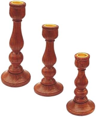 Wooden Candle Holder Set of 3 Pcs - Living Room Decor for Elegant Home Ambiance - Handcrafted Rustic Candle Holders for Holiday Table Centerpiece and Sister Gifts Ideas (Piller) - Image 5