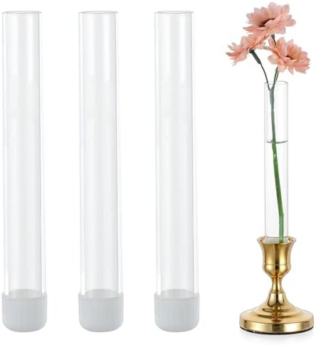 Glasseam 3 Pcs Glass Bud vase for Taper Candle Holder, Fit 22mm Candlestick by Glasseam