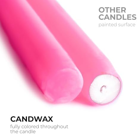 CANDWAX 8 inch Pink Taper Candles Set of 12 - Unscented Smokeless Dripless Tall Candlesticks - Perfect as Easter Candles and for Holidays, Ordinary Dinners and Special Occasions - Pink Candle Sticks - Image 2