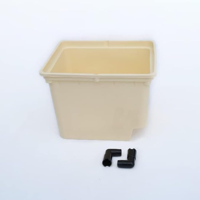 10-Pack Dutch Bucket Hydroponic System – Bato Buckets with Siphon Elbows – 11L (12" x 10" x 9") - Tan or Black (Black)