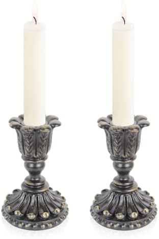 2Pcs Vintage Black Candle Holders,European Style Candlesticks Holder by VMKtrenziaFlagship