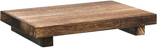 Nuogo Wood Pedestal Riser Stand for Kitchen Soap Tray,12 X 7 Inch,Brown by Nuogo
