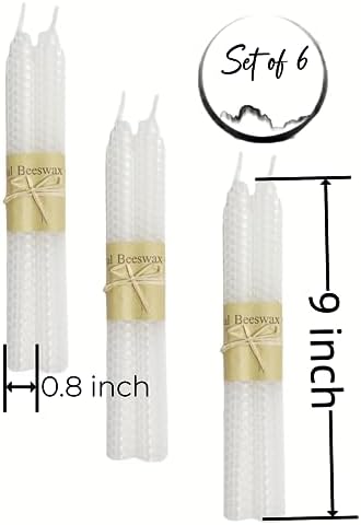 Set of 12 Beeswax White Taper Candles, 10 Inch Smokeless Dripless, Uncented Long Candles Perfect for Household, Wedding, Party, and Home Décor Home Gift Ideas - Image 3