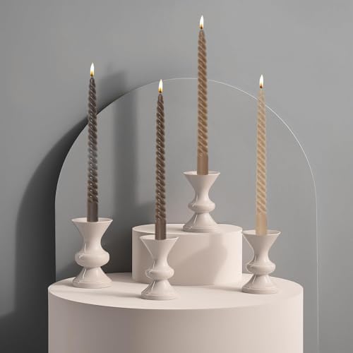 MAITREYA Brown Taper Candles Stick Spiral Twisted Candles-Set of 12 for Decoration Weddings Party Church-Unscented Dripless Candles,10inch(F-Gradient Brown) - Image 4