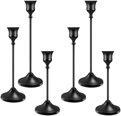 Candlestick Holders 6 PCS Metal Taper Candle Holders, KSWING Black Candle Stick Holders Set, Perfect for Table Centerpiece Mantel Party Wedding Christmas Home Decor, Set of 6 by Unknown
