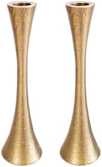 Yair Emanuel Shabbat Candle Holders Tapered Design, Brass or Silver Finish, Shabbos Candlestick Holders Judaica Wedding Gift (Antique Brass, 7.1) by EmanuelJudaica