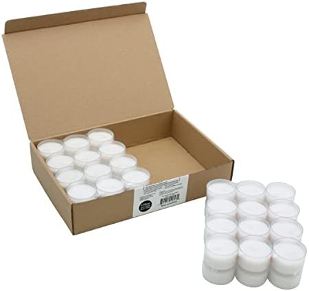 Stonebriar 48 Count White Unscented Smokeless Long Burning Clear Cup Tea Light Candles with 6 to 7 Hour Burn Time - Image 6