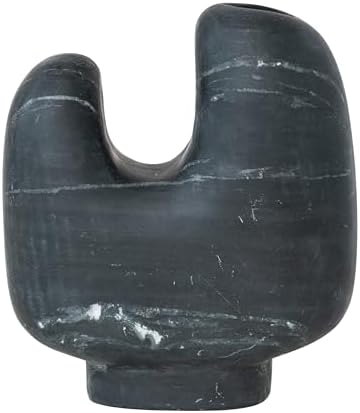 Bloomingville Marble Organic Shaped Footed Vase, Black by Bloomingville