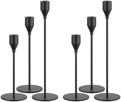 NLBTW Black Taper Candle Holders Set of 6, Metal Candlestick Holders for Table or Mantel Decor Centerpiece, Candle Stick Holder Decor for Wedding, Dinning, Party or Anniversary by NLBTW