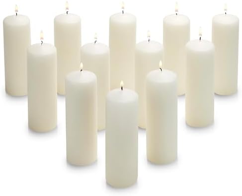 Parnoo Pillar Candles – 2x6 Unscented Candle Set of 12– Dripless, Smokeless, and Clean Burning Household Dinner Candles – Perfect for Weddings, Parties, Dinners – Set of 12 (Ivory) by PARNOO
