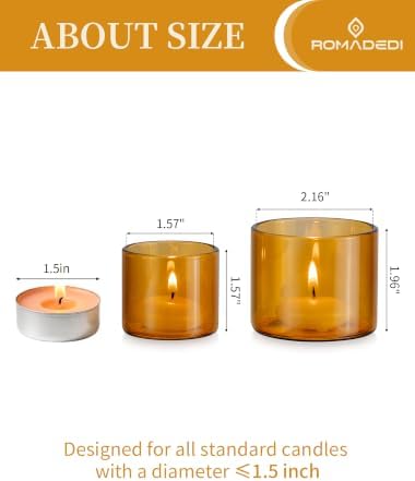 Romadedi Amber Tealight Candle Holder- 12-Pack Votive Glass Set - Image 3