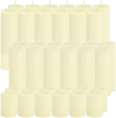 Ivroy Pillar Candles Bulk Set of 36，Hurricane Candles，3 Different Lengths 2 x 3/6/8 Inch (12 Each)，Dripless Unscented Smokeless，Gives You a Better Atmosphere When Organizing an Event Party. by Trxvxo