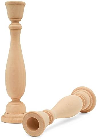 Woodpeckers Unfinished Wooden Candlestick Holders 9 inch Tall with 7/8 inch Hole, Set of 4 Classic Craft Candlesticks to Paint or Decorate - Image 5