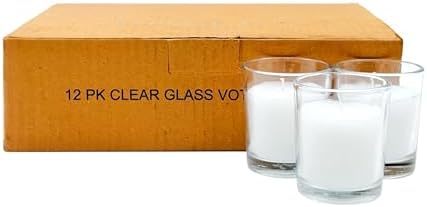 Hosley Set of 12 White Unscented Votive Candles in Clear Glass Holders - Hand Poured Soy Wax, 10-12 Hour Burn Time for Weddings & Home Decor - Image 2